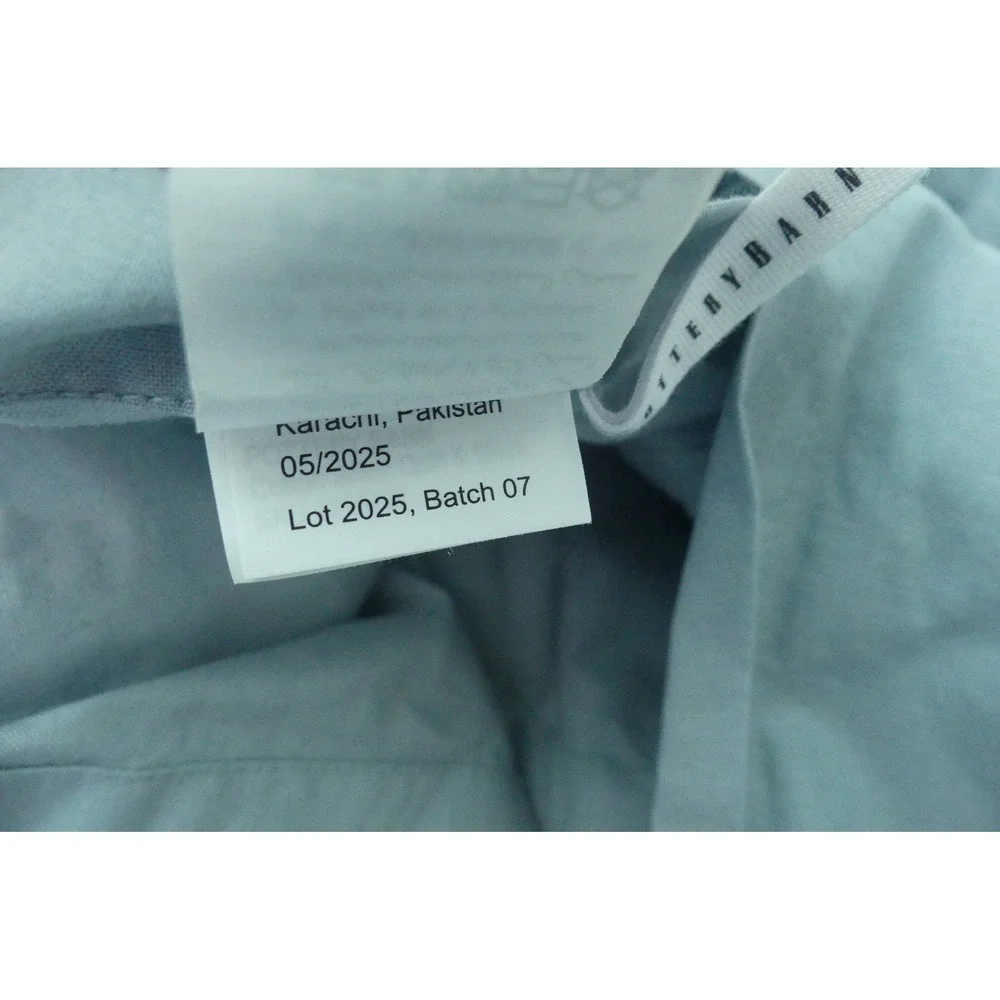 Pottery Barn Cotton Stitch Quilt Standard Shams Pair Light Blue Chambray 20x26